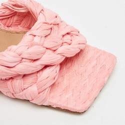 Bottega Veneta Pink Woven Raffia Stretch Slide Sandals Size 36