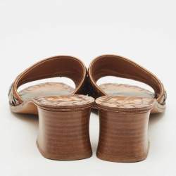 Pre Owned Bottega Veneta Bronze intreciato Leather Slide Sandals Size 38