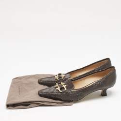 مملوكة مسبقًا حذاء بوتيغا فينيتا مادام جلد منقوش سحلية بني مقاس 40.5