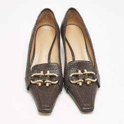 مملوكة مسبقًا حذاء بوتيغا فينيتا مادام جلد منقوش سحلية بني مقاس 40.5