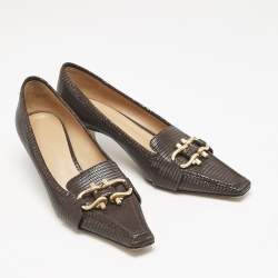 مملوكة مسبقًا حذاء بوتيغا فينيتا مادام جلد منقوش سحلية بني مقاس 40.5