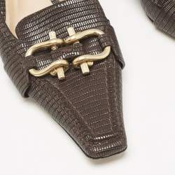 مملوكة مسبقًا حذاء بوتيغا فينيتا مادام جلد منقوش سحلية بني مقاس 40.5