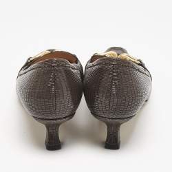 مملوكة مسبقًا حذاء بوتيغا فينيتا مادام جلد منقوش سحلية بني مقاس 40.5