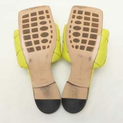 Bottega Veneta Kiwi Leather Lido Flat Slide Sandals Size 36.5
