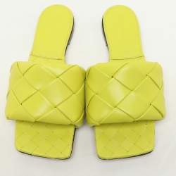 Bottega Veneta Kiwi Leather Lido Flat Slide Sandals Size 36.5