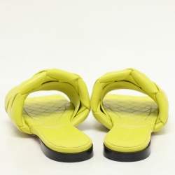 Bottega Veneta Kiwi Leather Lido Flat Slide Sandals Size 36.5