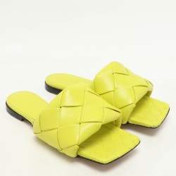 Bottega Veneta Kiwi Leather Lido Flat Slide Sandals Size 36.5