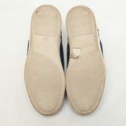 Bottega Veneta Navy Blue Intrecciato Suede Dodger Slip On Sneakers Size 36