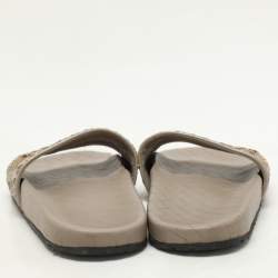 Bottega Veneta Brown/Grey Python Embellished Flat Slides Size 37