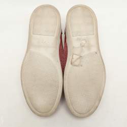 Pre Owned Bottega Veneta Burgundy/Brick Red Intrecciato Suede Dodger Slip On Sneakers 36