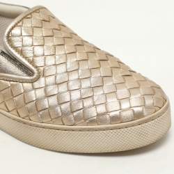 Bottega Veneta Gold Intrecciato Suede Dodger Slip On Sneakers 36