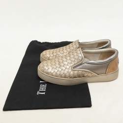 Bottega Veneta Gold Intrecciato Suede Dodger Slip On Sneakers 36
