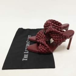 Bottega Veneta Burgundy Woven Leather Slide Sandals Size 37
