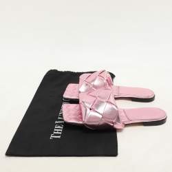 مملوكة مسبقًا حذاء فلات بوتيغا فينيتا ليدو جلد وردي معدني مقاس 37.5