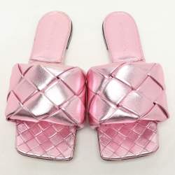 مملوكة مسبقًا حذاء فلات بوتيغا فينيتا ليدو جلد وردي معدني مقاس 37.5