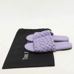 Bottega Veneta Purple Intrecciato Leather Slide Sandals Size 37