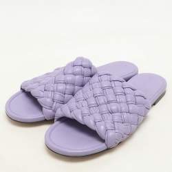 Bottega Veneta Purple Intrecciato Leather Slide Sandals Size 37