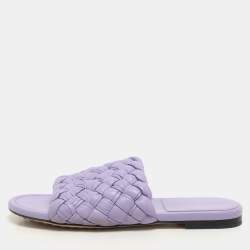 Bottega Veneta Purple Intrecciato Leather Slide Sandals Size 37