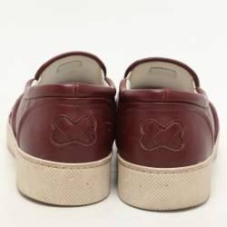 Pre Owned Bottega Veneta Burgundy Intrecciato Leather Dodger Slip On Sneakers 36