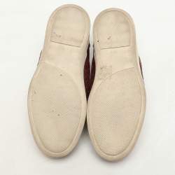 Pre Owned Bottega Veneta Burgundy Intrecciato Leather Dodger Slip On Sneakers 36