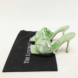 Pre Owned Bottega Veneta Metallic Green Intrecciato Leather Lido Slide Sandals Size 37