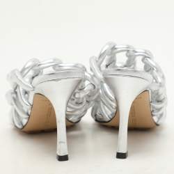 Bottega Veneta Silver Foil Leather Stretch Mules Size 37