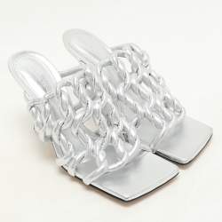 Bottega Veneta Silver Foil Leather Stretch Mules Size 37