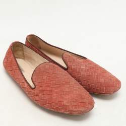 Bottega Veneta Brown Intrecciato Suede Smoking Slippers Size 36