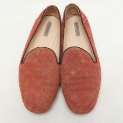 Bottega Veneta Brown Intrecciato Suede Smoking Slippers Size 36