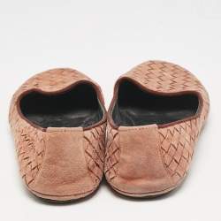 Bottega Veneta Pink Intrecciato Suede Ballet Flats Size 39