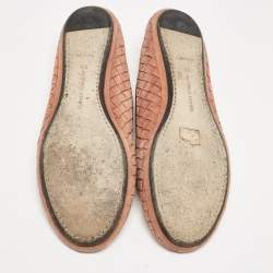 Bottega Veneta Pink Intrecciato Suede Ballet Flats Size 39