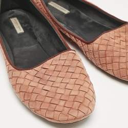 Bottega Veneta Pink Intrecciato Suede Ballet Flats Size 39