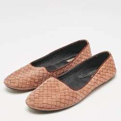 Bottega Veneta Pink Intrecciato Suede Ballet Flats Size 39