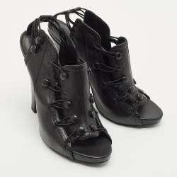 Bottega Veneta Black Leather Ankle Length Boots Size 39
