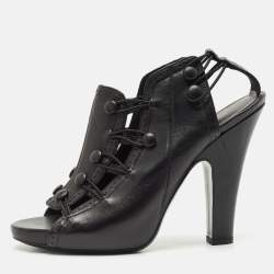 Bottega Veneta Black Leather Ankle Length Boots Size 39
