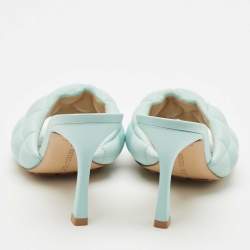 Bottega Veneta Light Blue Quilted Leather Lido Slide Sandals Size 35