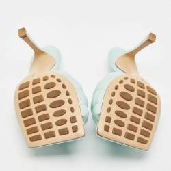 Bottega Veneta Light Blue Quilted Leather Lido Slide Sandals Size 35