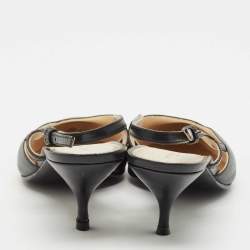 مملوكة مسبقًا حذاء كعب عالي بوتيغا فينيتا جلد معدني/أسود بحزام خلفي مقاس 41