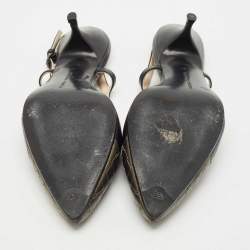 مملوكة مسبقًا حذاء كعب عالي بوتيغا فينيتا جلد معدني/أسود بحزام خلفي مقاس 41