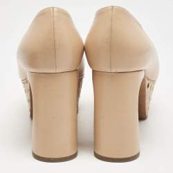 Bottega Veneta Beige Leather Intrecciato Platform Pumps Size 38
