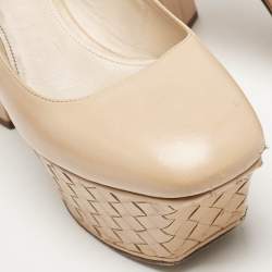 Bottega Veneta Beige Leather Intrecciato Platform Pumps Size 38