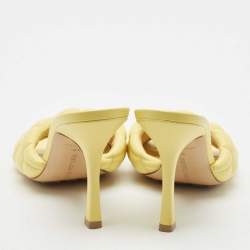 Pre Owned Bottega Veneta Yellow Quilted Leather Lido Slide Sandals Size 38