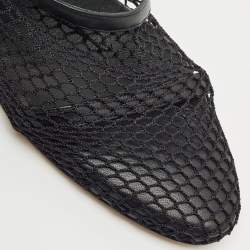 Bottega Veneta Black Mesh and Leather Chunky Chain Ankle Strap Pumps Size 38