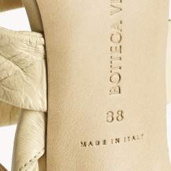 Bottega Veneta Cream Leather Ankle Strap Pumps Size 38