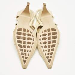Bottega Veneta Cream Leather Ankle Strap Pumps Size 38