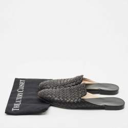 Bottega Veneta Black Intrecciato Leather Espresso Fiandra Mules Size 40.5