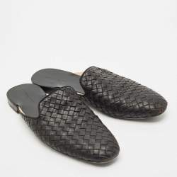 Bottega Veneta Black Intrecciato Leather Espresso Fiandra Mules Size 40.5