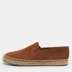 Bottega Veneta Orange Intrecciato Suede Espadrille Flats Size 42