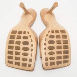 Bottega Veneta Light Brown Leather Stretch Slide Sandals Size 37
