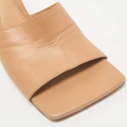 Bottega Veneta Light Brown Leather Stretch Slide Sandals Size 37